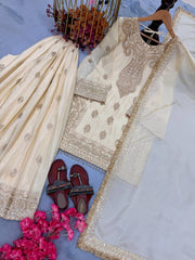 Chinon Silk Embroidered 3 Piece Palazzo Suit
