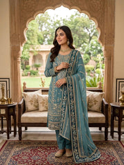 Fox Georgette Embroidered 3 Piece Suit