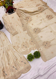 Designer Embroidered Chinnon Silk Sharara Suit
