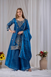 Faotivo Premium Collection Blue Silk Embroidered Set