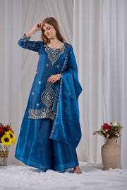 Faotivo Premium Collection Blue Silk Embroidered Set