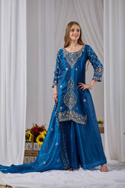 Faotivo Premium Collection Blue Silk Embroidered Set