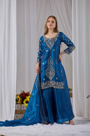 Faotivo Premium Collection Blue Silk Embroidered Set