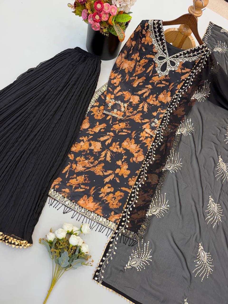 Heavy Faux Georgette Embroidered Suit Set