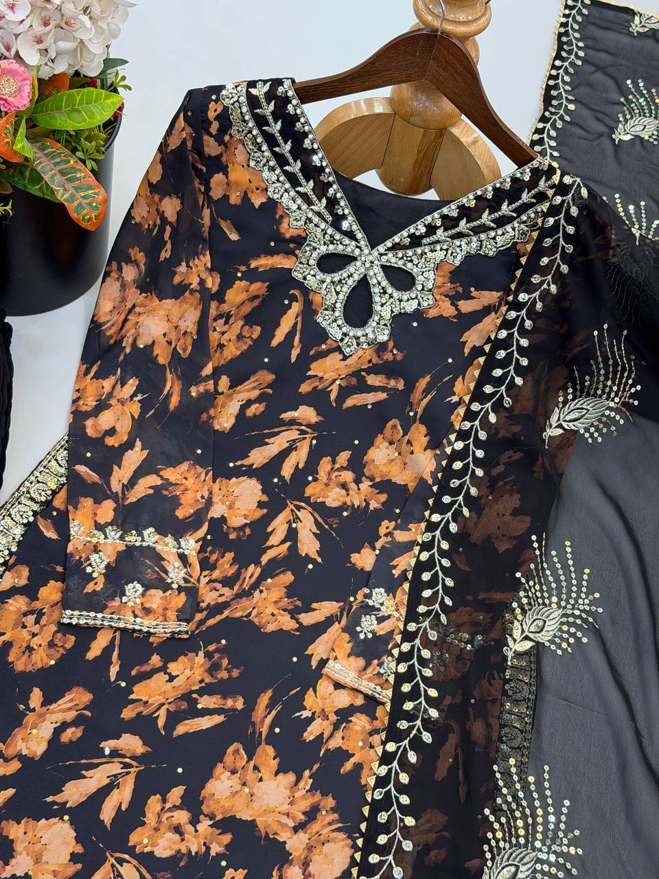 Heavy Faux Georgette Embroidered Suit Set