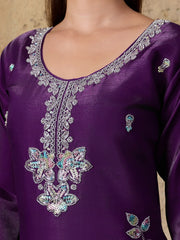 Beautiful Roman Glass Embroidered 3 Piece Kurta Pant Dupatta Set