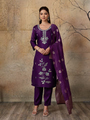 Beautiful Roman Glass Embroidered 3 Piece Kurta Pant Dupatta Set