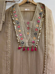 Women’s Light Gold 3 Piece Festive Suit Set