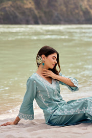 Premium Roman Silk  Kurta Pant Dupatta Set