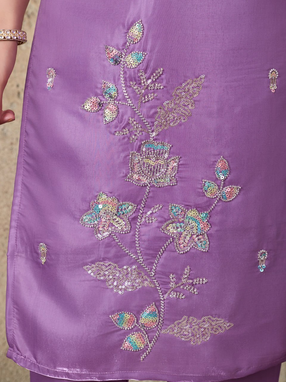 Beautiful Roman Glass Embroidered 3 Piece Kurta Pant Dupatta Set