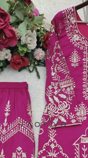 Premium Designer CP Vichitra Silk Top Sharara Dupatta Set