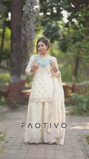 Chinon Silk Sharara Suit with Dupatta
