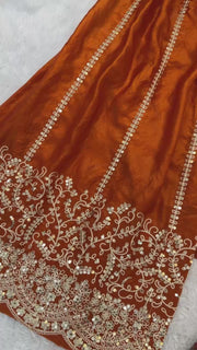 Gorgeous Fendy Silk Heavy Embroidered  Kurta Palazzo Dupatta Set