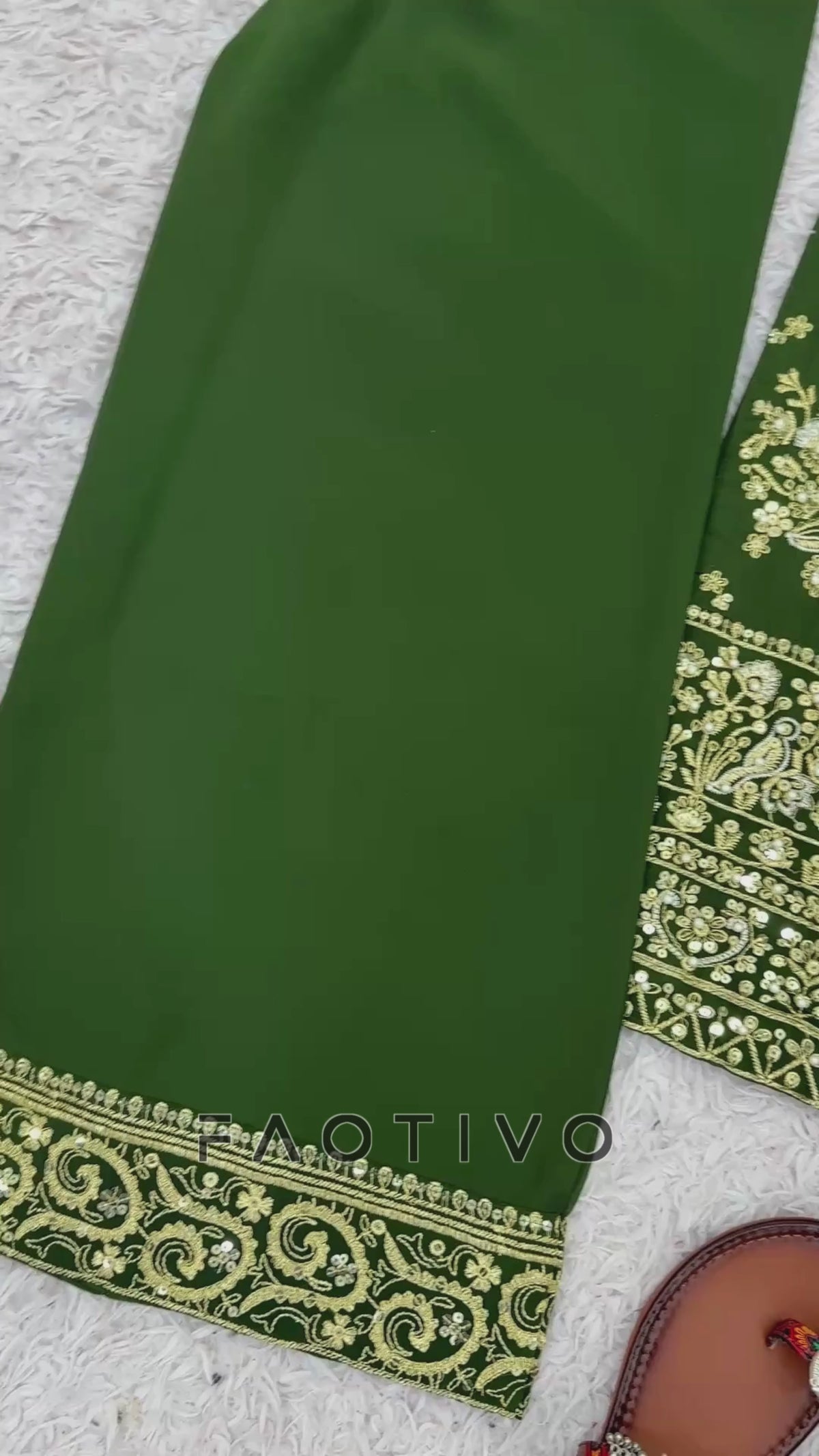 Designer Heavy Faux Georgette Embroidered Kurti Pant Dupatta Set