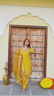 Premium Ready Made Silk Kurti Pant Dupatta Set
