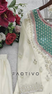 Chinon Silk Sharara Suit with Dupatta